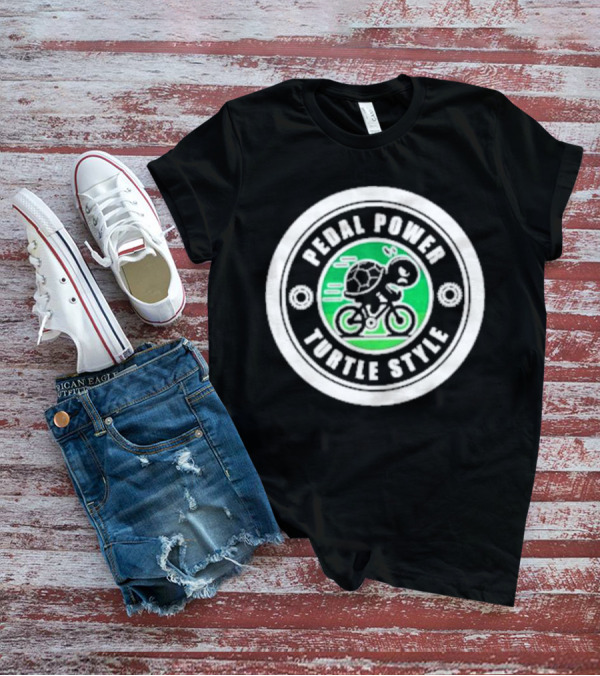 Pedal Power Turtle Style Bike Riding Speed Badge T-Shirt