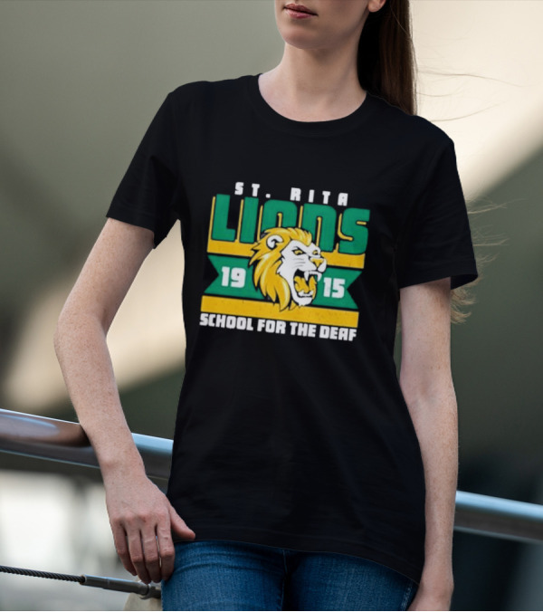 St. Rita Lions 1915 School For The Deaf Roaring Lion Emblem T-Shirt