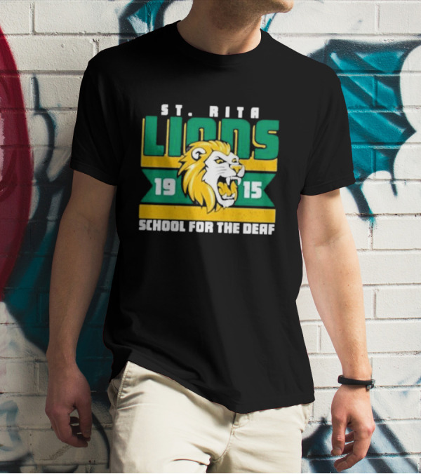St. Rita Lions 1915 School For The Deaf Roaring Lion Emblem T-Shirt
