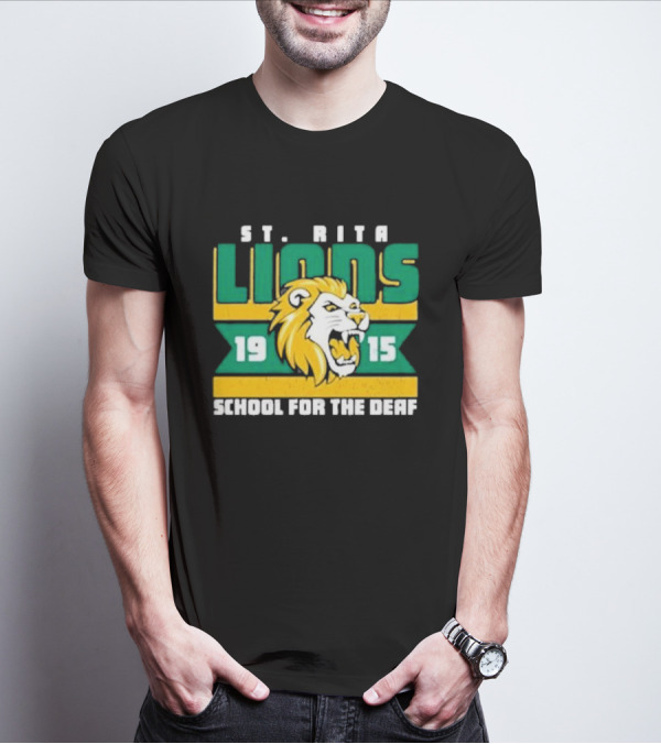 St. Rita Lions 1915 School For The Deaf Roaring Lion Emblem T-Shirt