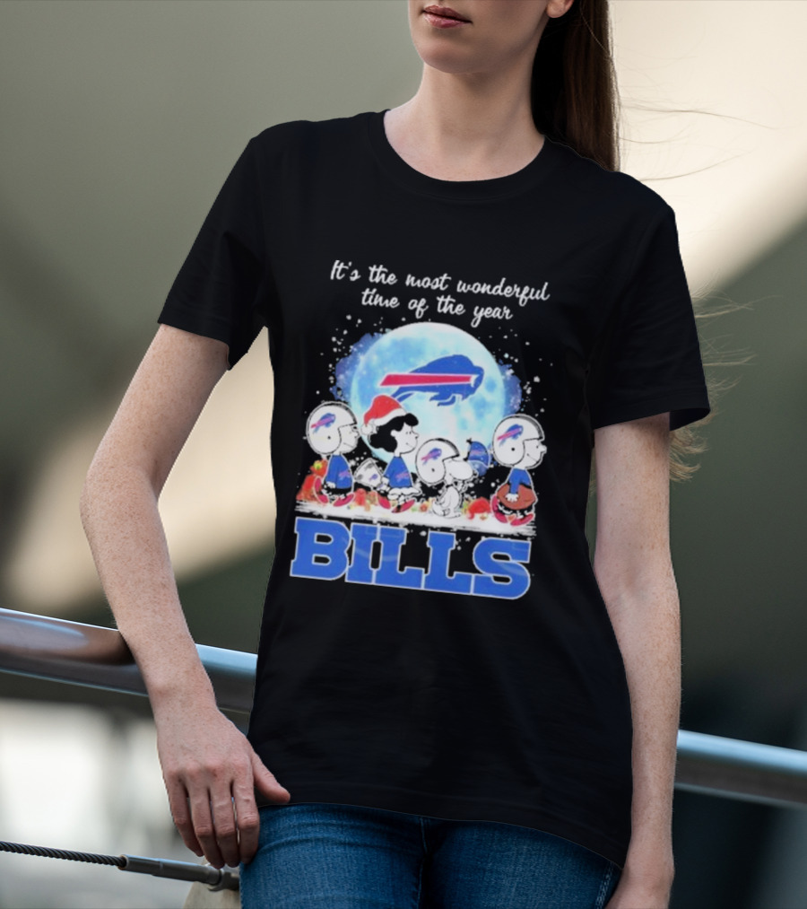 It's The Most Wonderful Time Of The Year Buffalo Bills Peanuts Football Holiday T-Shirt