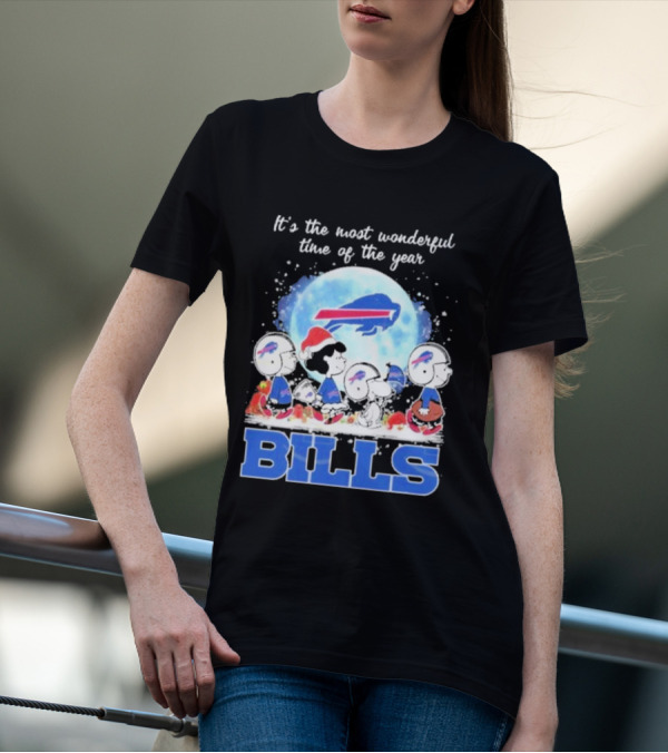 It's The Most Wonderful Time Of The Year Buffalo Bills Peanuts Football Holiday T-Shirt