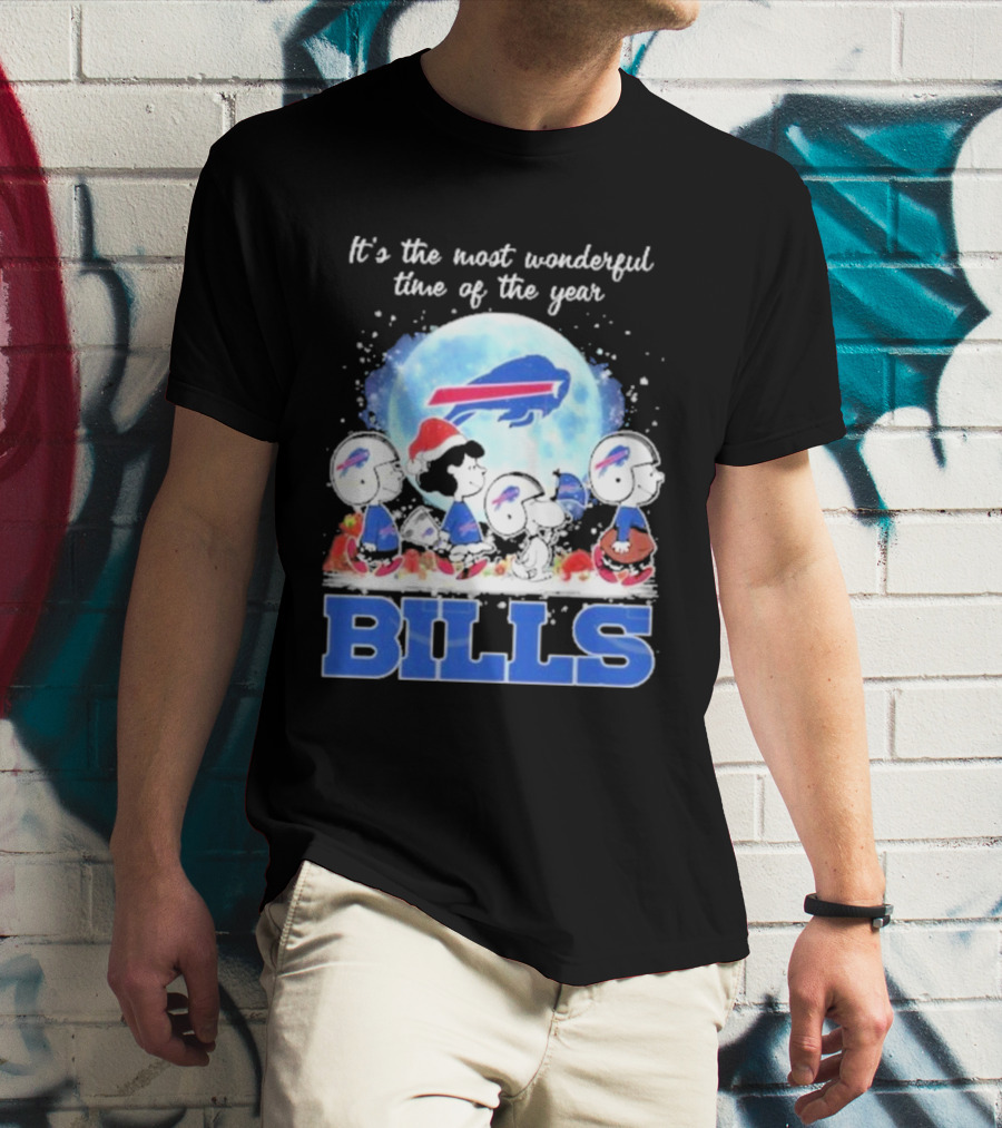 It's The Most Wonderful Time Of The Year Buffalo Bills Peanuts Football Holiday T-Shirt