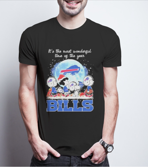 It's The Most Wonderful Time Of The Year Buffalo Bills Peanuts Football Holiday T-Shirt