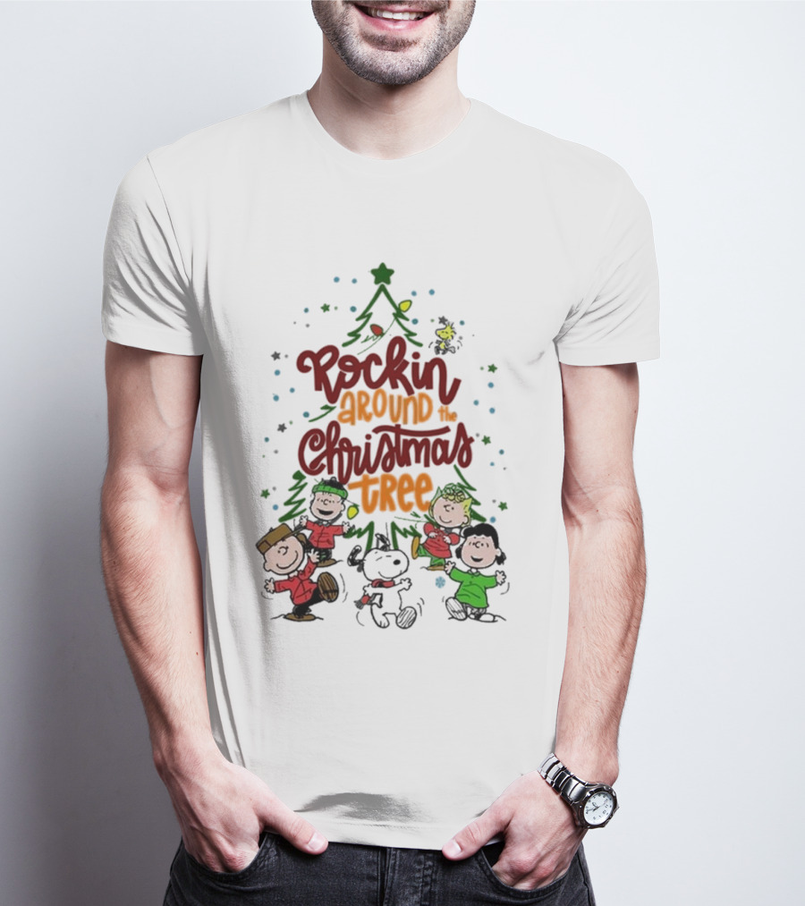 Snoopy Rockin Around The Christmas Tree Merry Christmas T-Shirt