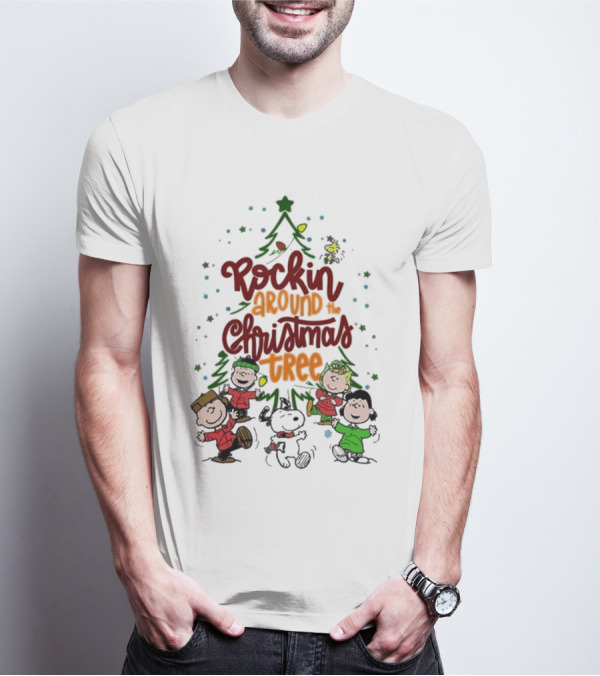 Snoopy Rockin Around The Christmas Tree Merry Christmas T-Shirt