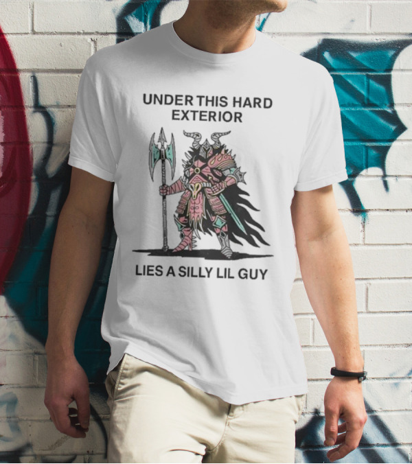 Under This Hard Exterior Lies A Silly Lil Guy Warrior With Axe And Horned Helmet T-Shirt