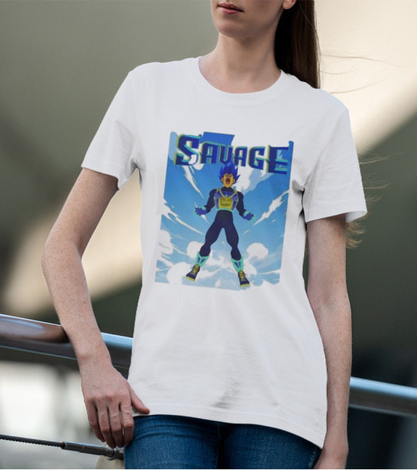Vegeta Blue Saiyan Savage Super Warrior Transformation Scene T-Shirt