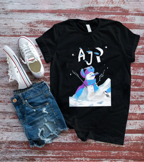 AJR Snowman With Scarf And Hat In Winter Scene T-Shirt