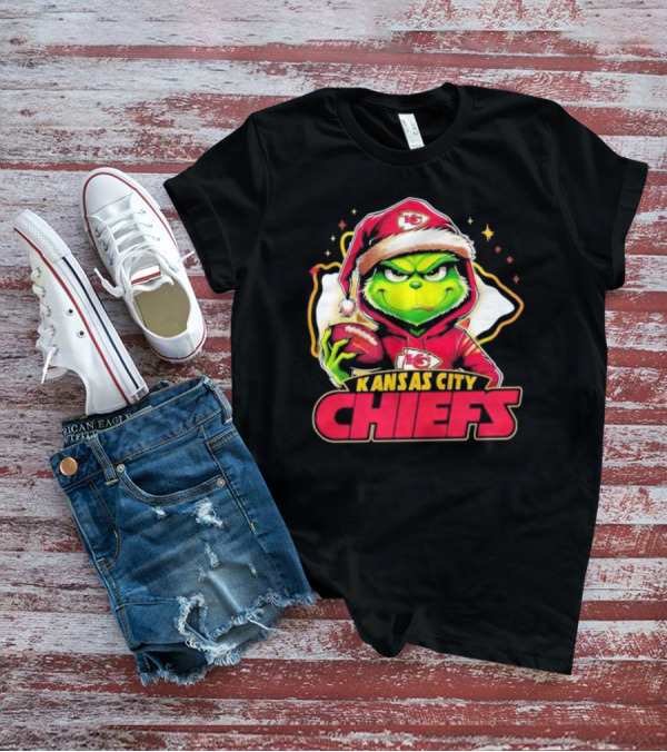 Kansas City Chiefs Grinch Santa Football T-Shirt