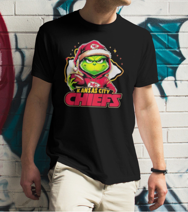 Kansas City Chiefs Grinch Santa Football T-Shirt