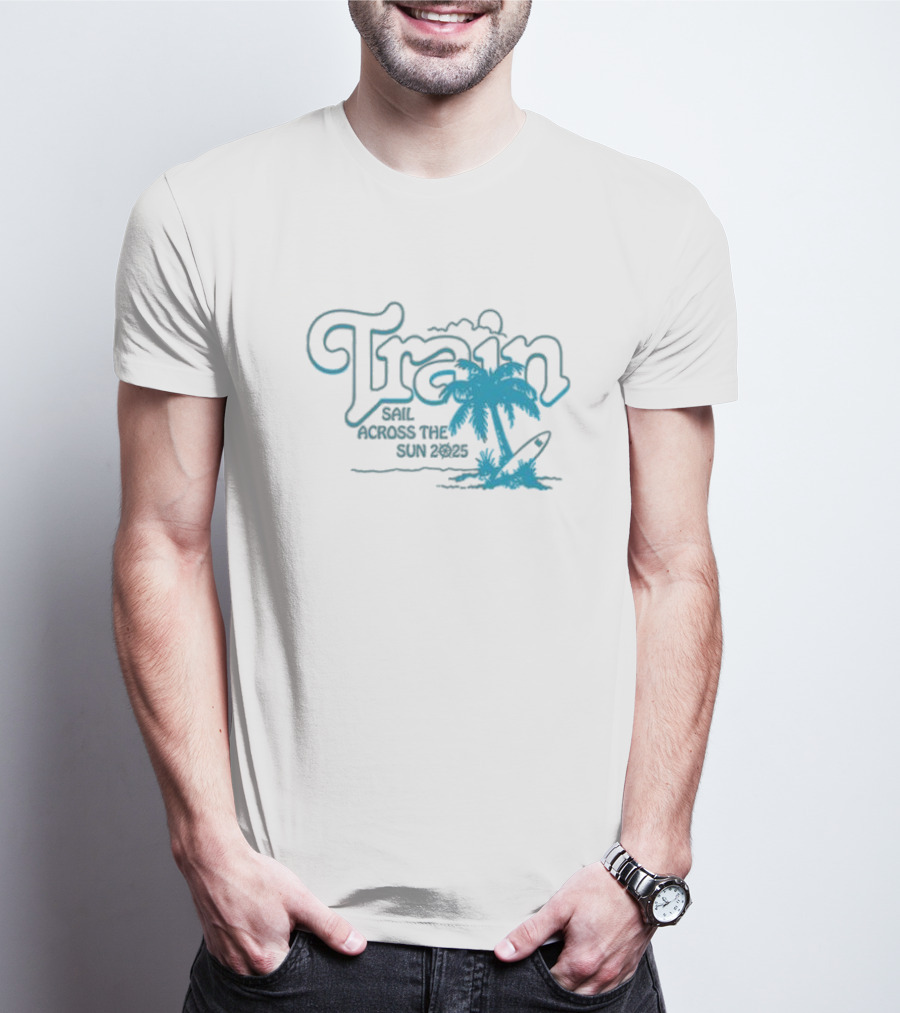 Train Sail Across The Sun 2025 Palm Surfboard T-Shirt