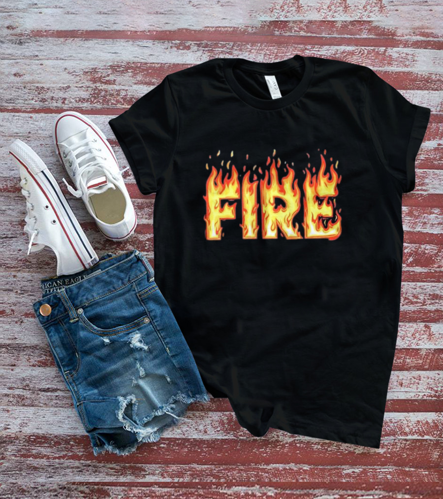 Fire Flames Text T-Shirt