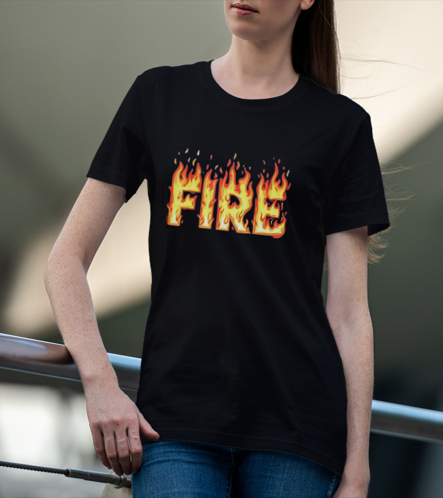 Fire Flames Text T-Shirt