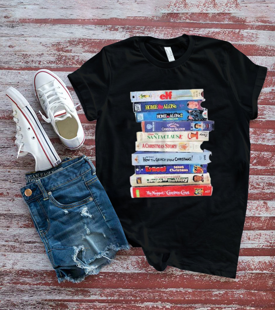 Elf Home Alone Christmas Vacation Santa Clause A Christmas Story Grinch Ernest Jingle All The Way Muppet Christmas Carol VHS Tapes T-Shirt