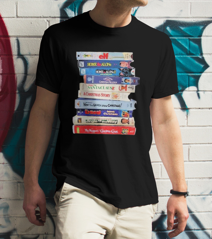 Elf Home Alone Christmas Vacation Santa Clause A Christmas Story Grinch Ernest Jingle All The Way Muppet Christmas Carol VHS Tapes T-Shirt