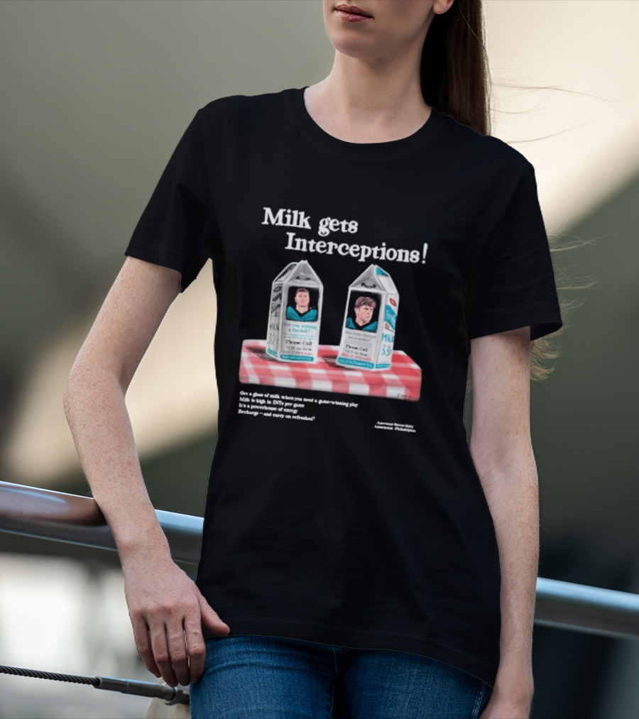 Milk Gets Interceptions Football Game-Winning Play Energy Drink Philadelphia T-Shirt