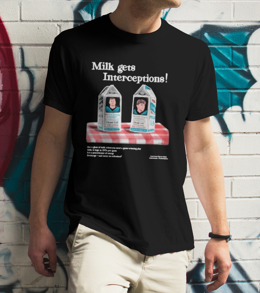 Milk Gets Interceptions Football Game-Winning Play Energy Drink Philadelphia T-Shirt