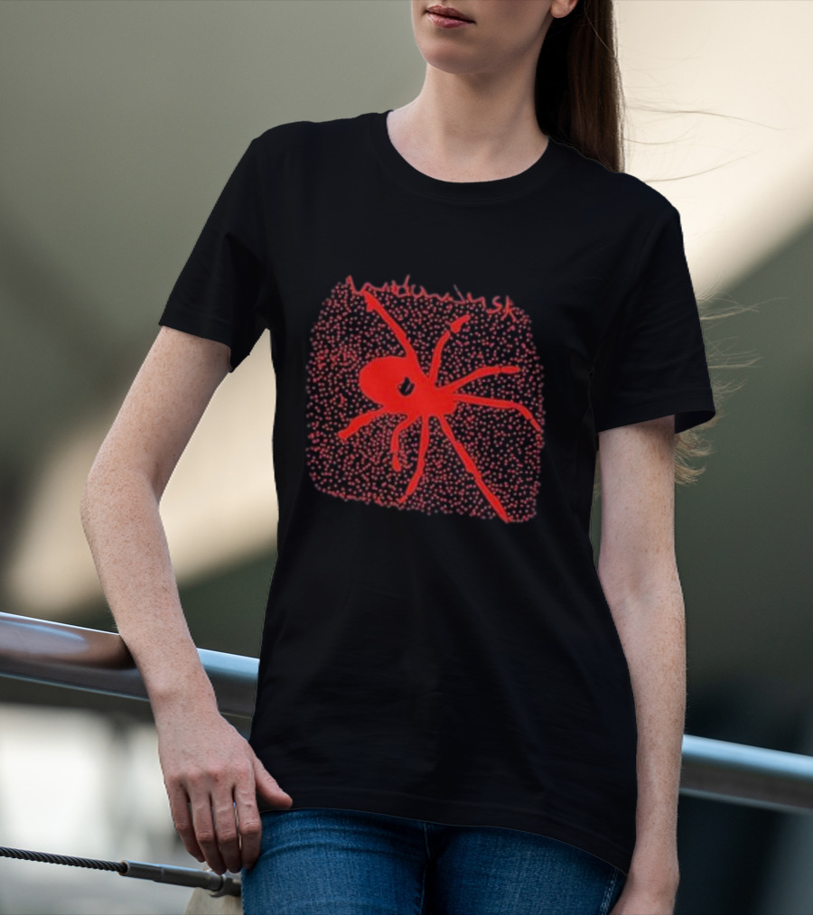 Widowdusk Spider With Red Dotted Background T-Shirt
