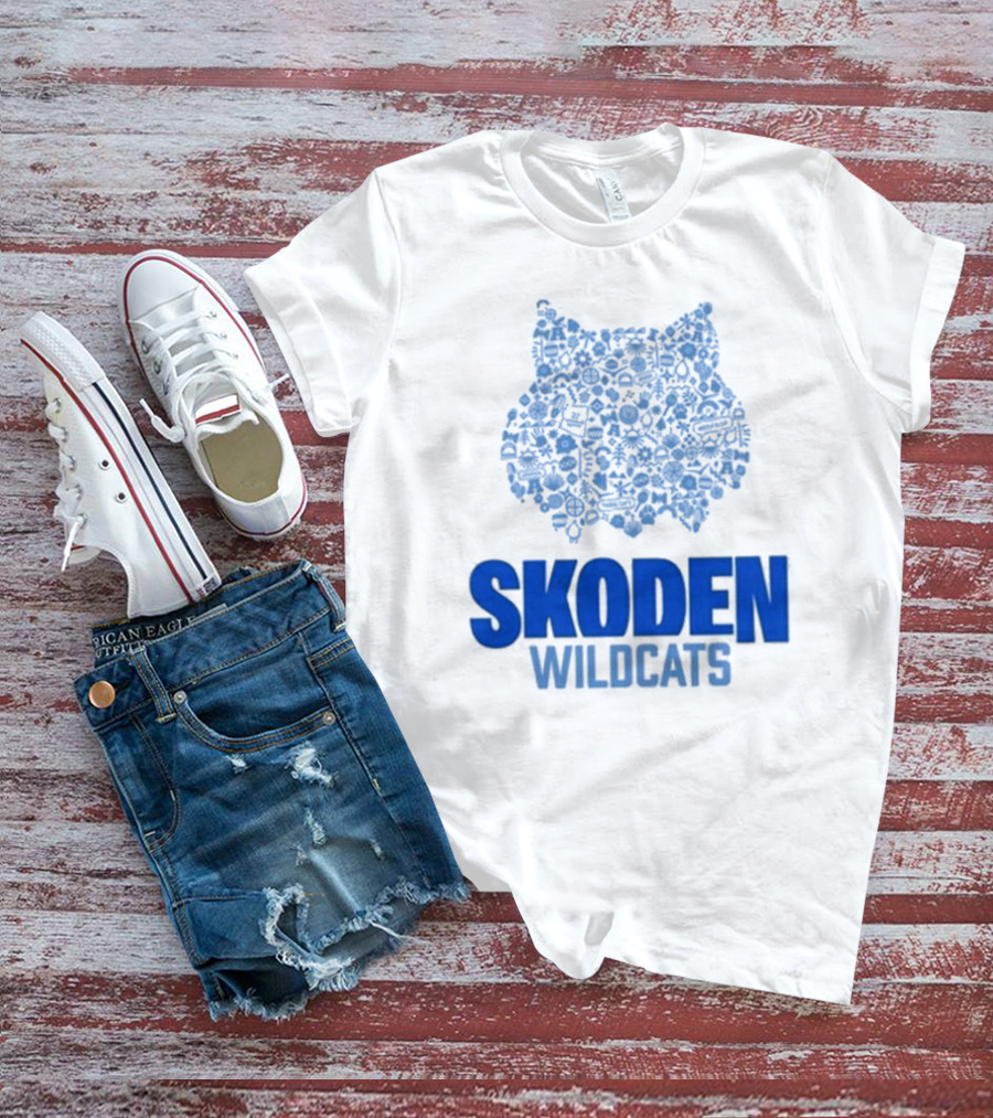 Skoden Wildcats Blue Emblem With Symbols T-Shirt