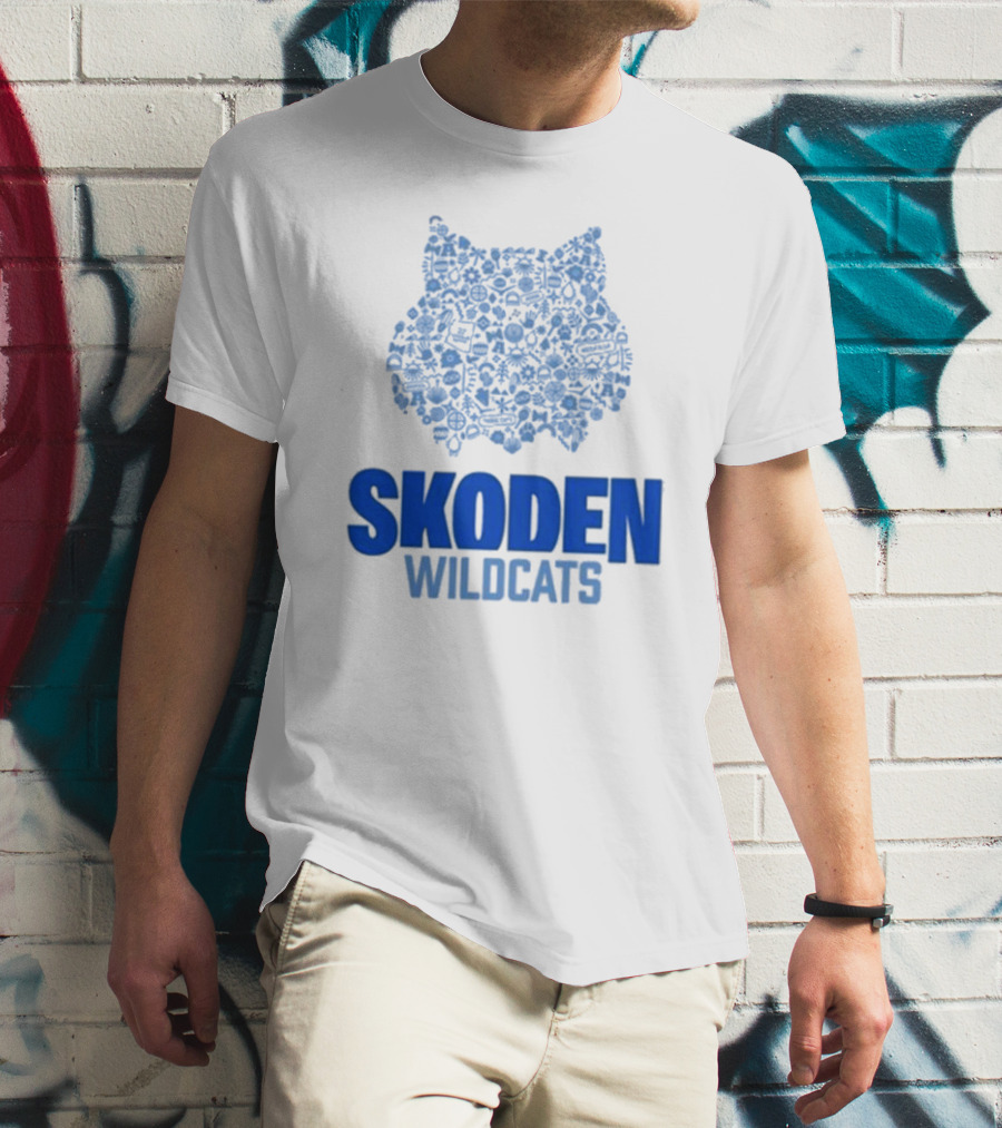 Skoden Wildcats Blue Emblem With Symbols T-Shirt