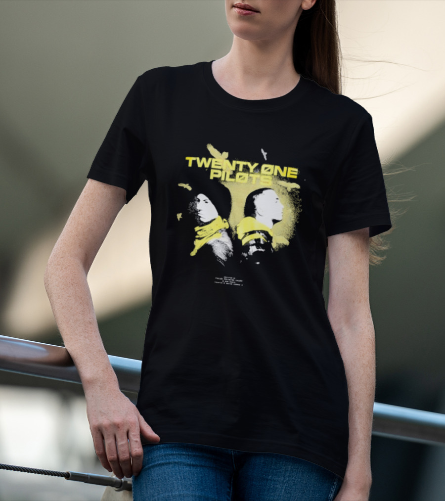 Twenty One Pilots Back 2 Back Eagle Silhouette Duo Yellow Accents T-Shirt