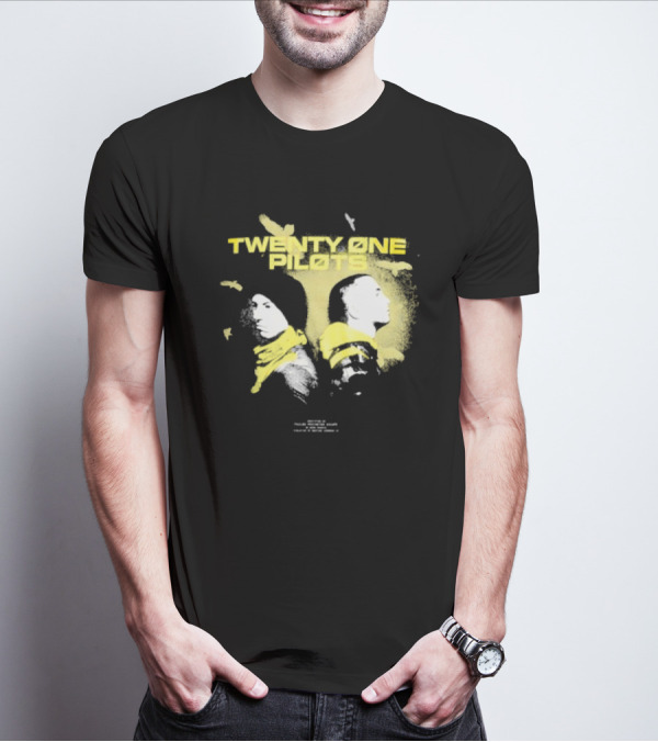 Twenty One Pilots Back 2 Back Eagle Silhouette Duo Yellow Accents T-Shirt