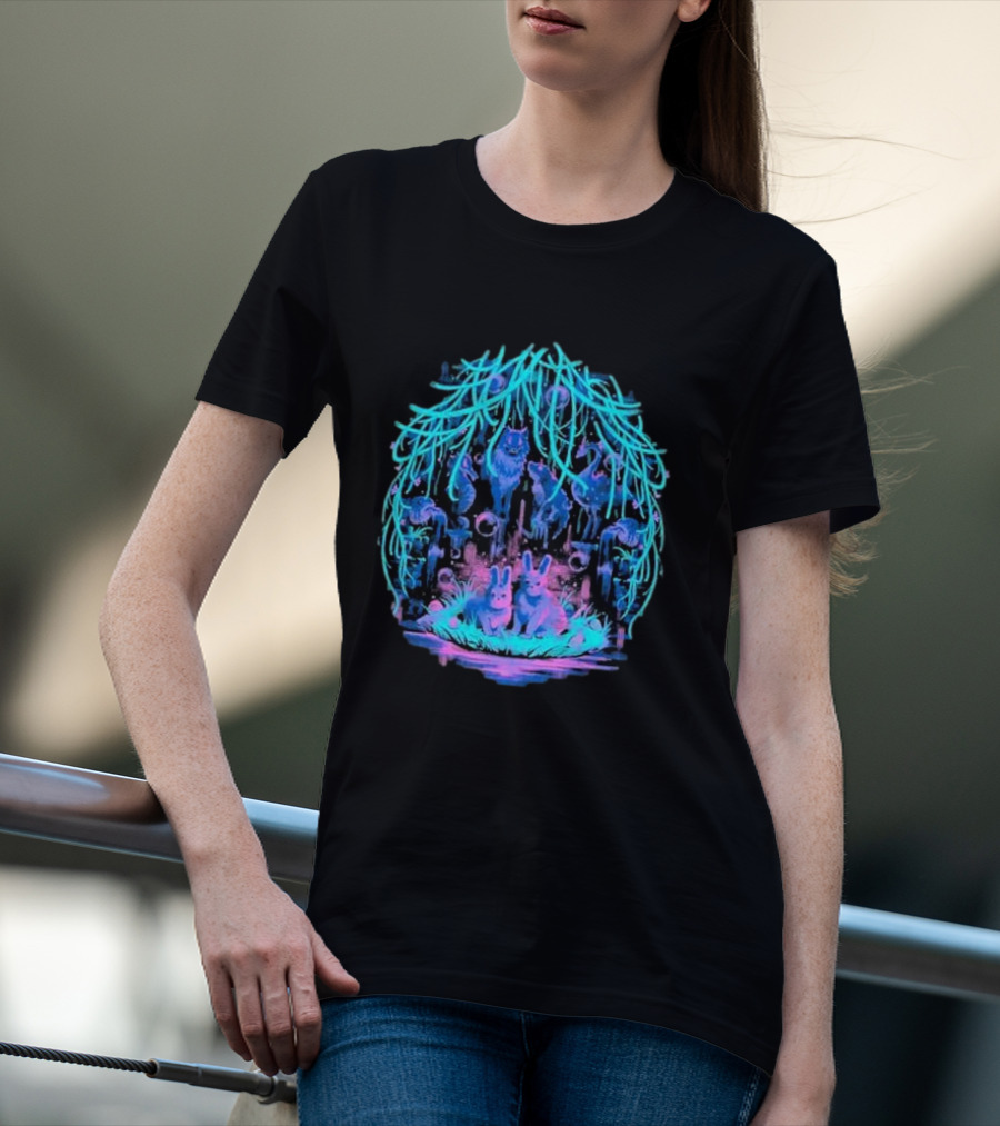 Animal Well Clandestine Creatures Glowing Forest Scene T-Shirt