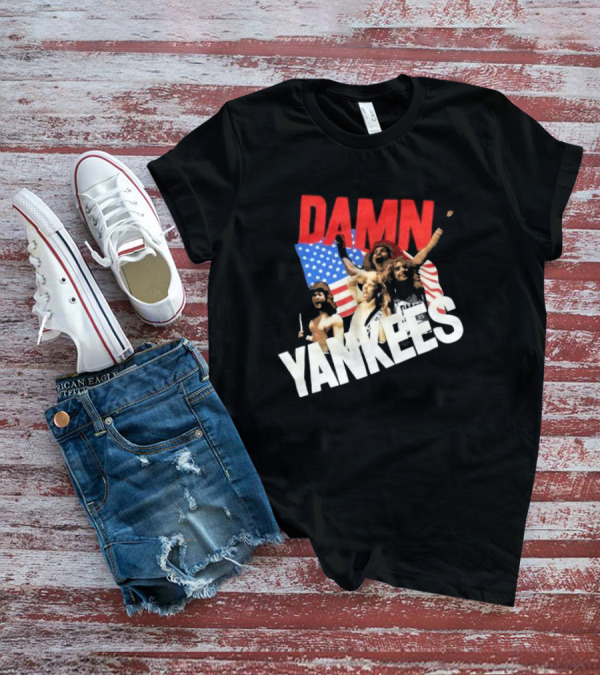 Damn Yankees Band With American Flag Background T-Shirt