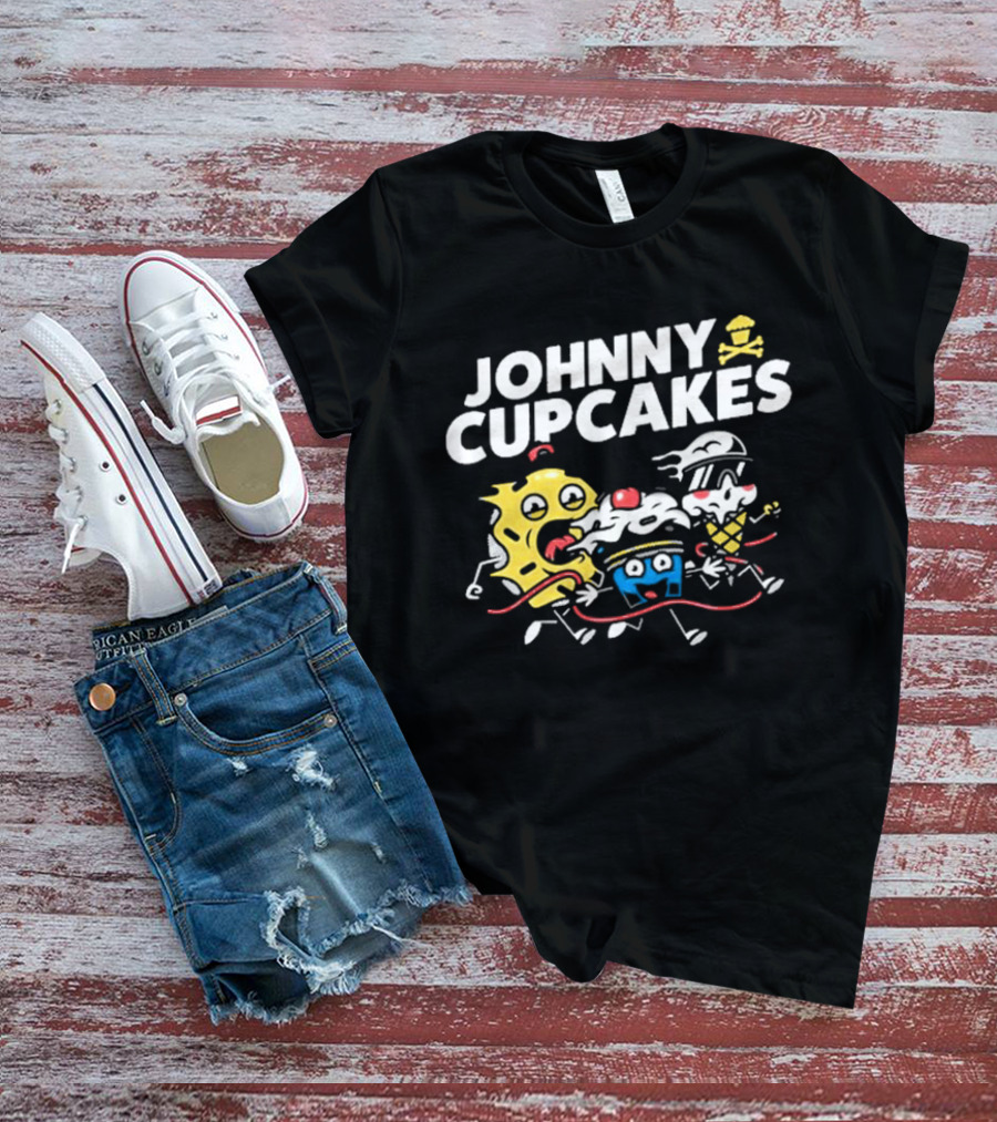Johnny Cupcakes Candy Characters Racing Fun Austin TX Conference Alley T-Shirt