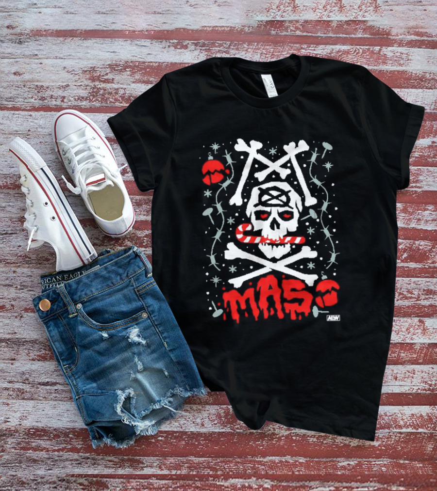 AEW Jon Moxley Xmas Skull Candy Cane Holiday T-Shirt