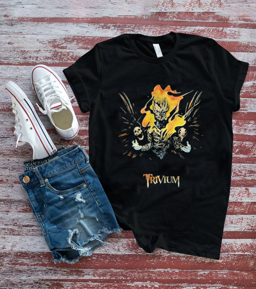 Trivium Fire Sword Flaming Demon Skulls T-Shirt