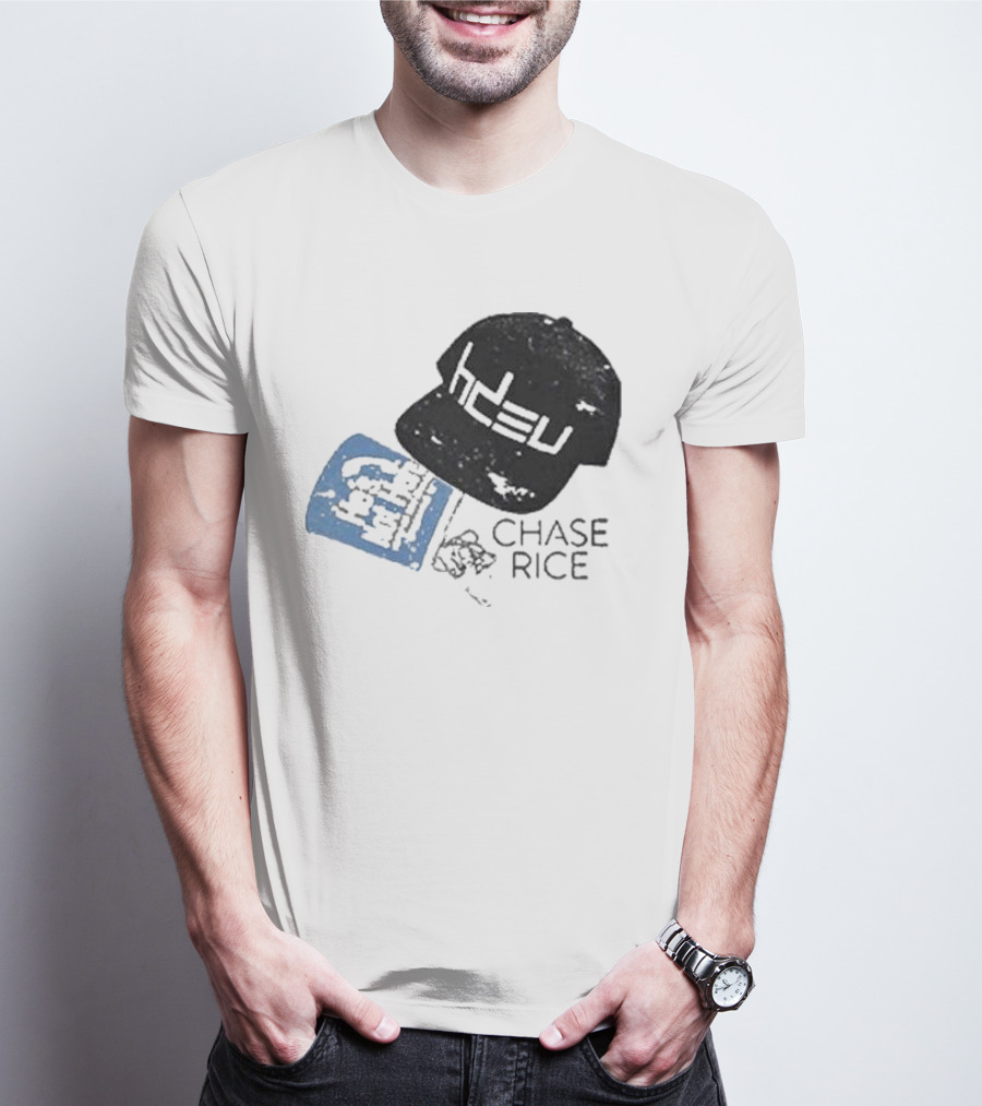 CHASE RICE HDEU Gear Hat And Blue He’s Not Here Text T-Shirt