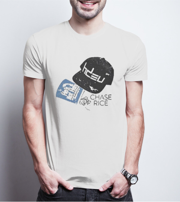 CHASE RICE HDEU Gear Hat And Blue He’s Not Here Text T-Shirt
