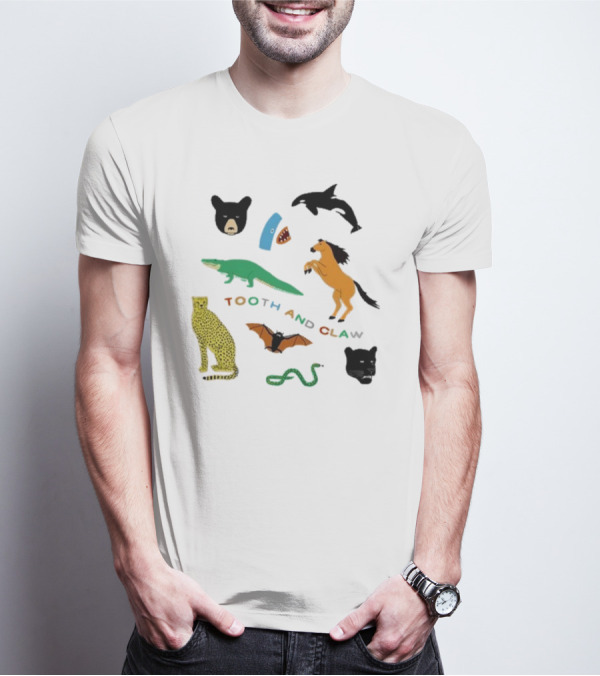 Tooth And Claw Animals Bear Shark Dolphin Horse Crocodile Cheetah Bat Snake Panther Pigment Plum T-Shirt