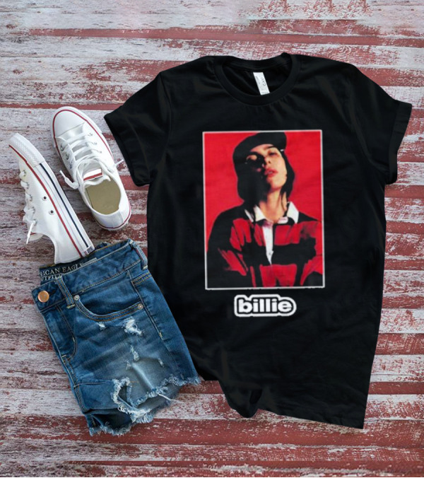 Billie Eilish Red Black Striped Shirt Photo Billie T-Shirt