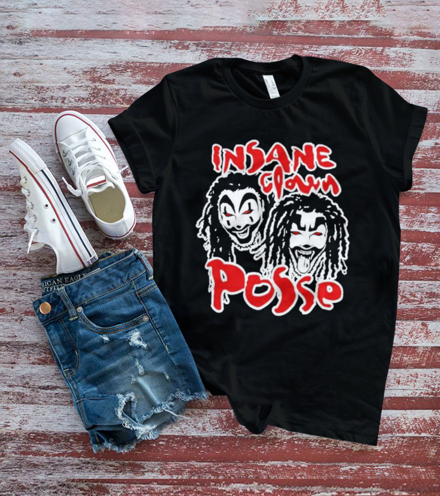 Insane Clown Posse Faces Red And White T-Shirt