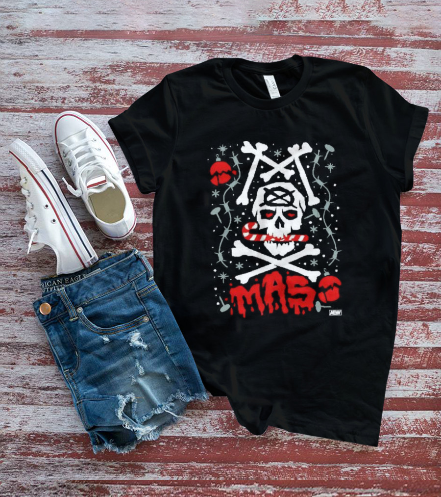 Jon Moxley Xmas Skull Candy Cane Holiday AEW T-Shirt