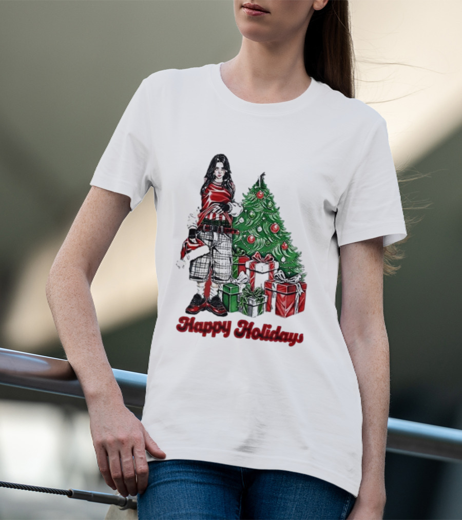 Happy Holidays From Billie Eilish Christmas Tree And Gifts T-Shirt