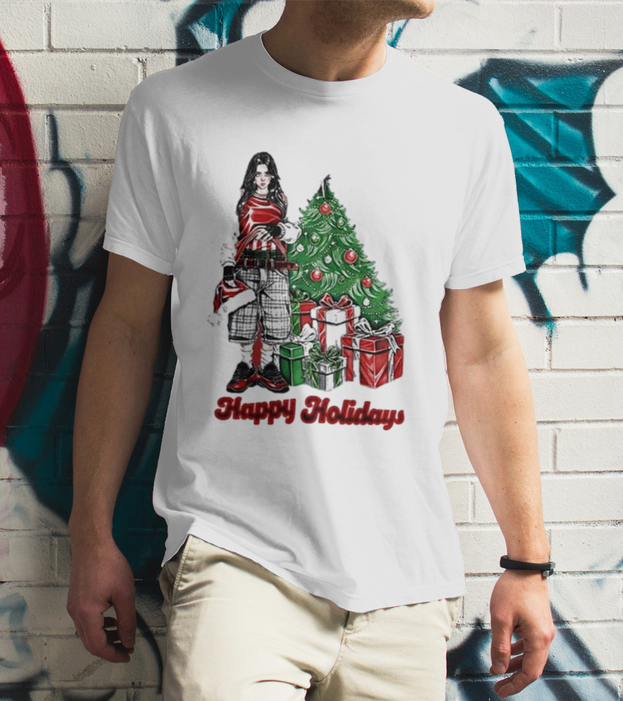 Happy Holidays From Billie Eilish Christmas Tree And Gifts T-Shirt
