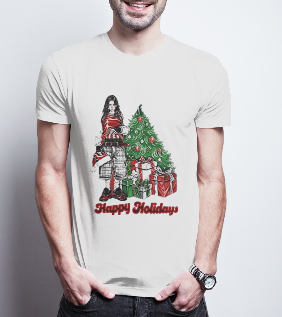 Happy Holidays From Billie Eilish Christmas Tree And Gifts T-Shirt