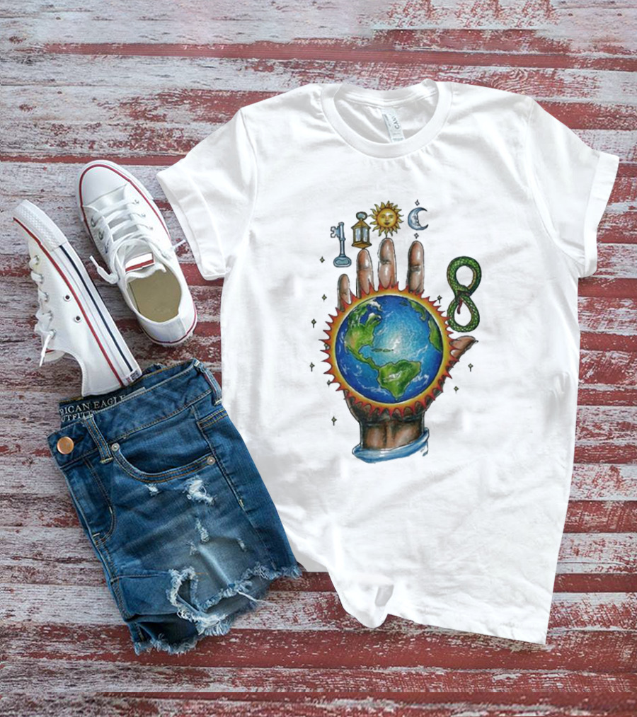 John Summit World Sun Moon Palm Symbol 8 Snake T-Shirt