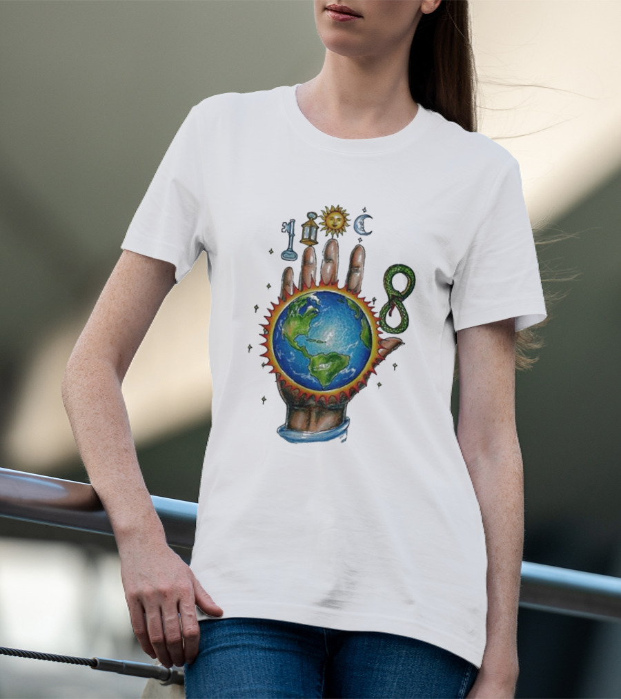 John Summit World Sun Moon Palm Symbol 8 Snake T-Shirt