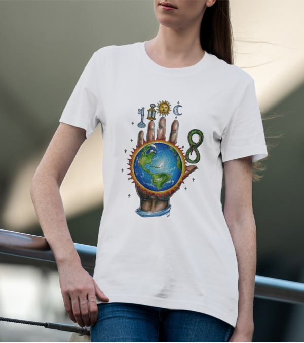 John Summit World Sun Moon Palm Symbol 8 Snake T-Shirt