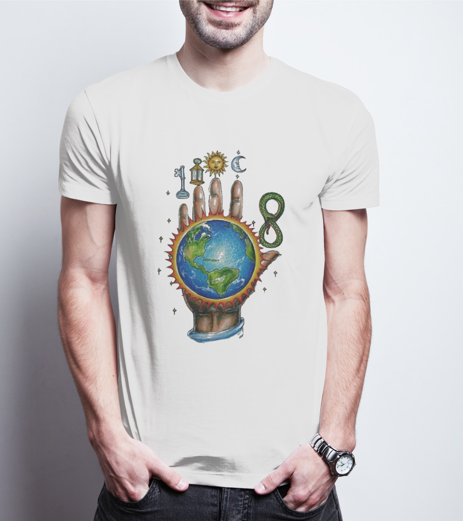 John Summit World Sun Moon Palm Symbol 8 Snake T-Shirt
