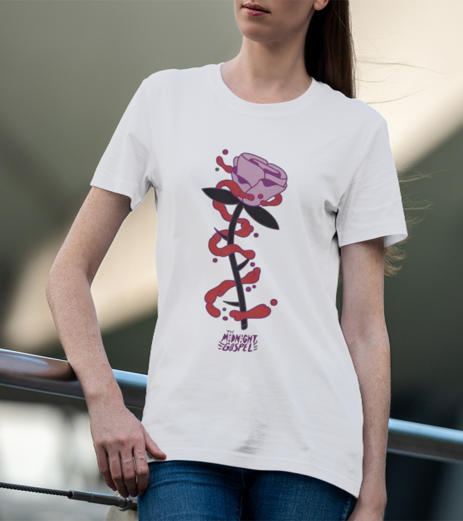 The Midnight Gospel Rose With Purple Shades And Love Swirls T-Shirt