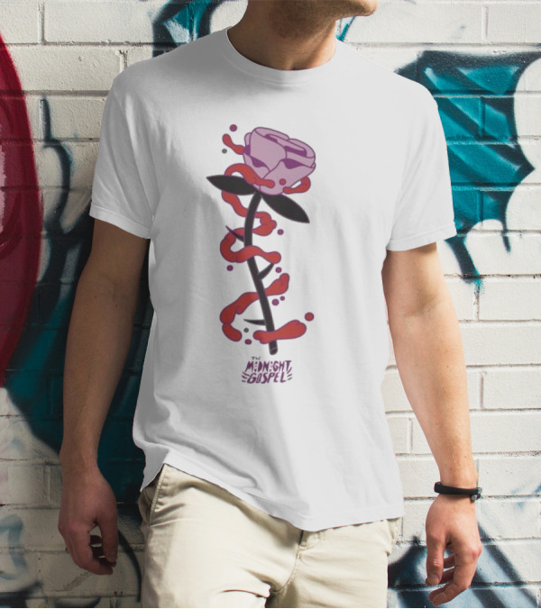 The Midnight Gospel Rose With Purple Shades And Love Swirls T-Shirt