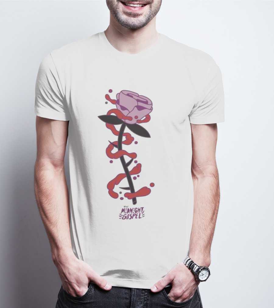 The Midnight Gospel Rose With Purple Shades And Love Swirls T-Shirt
