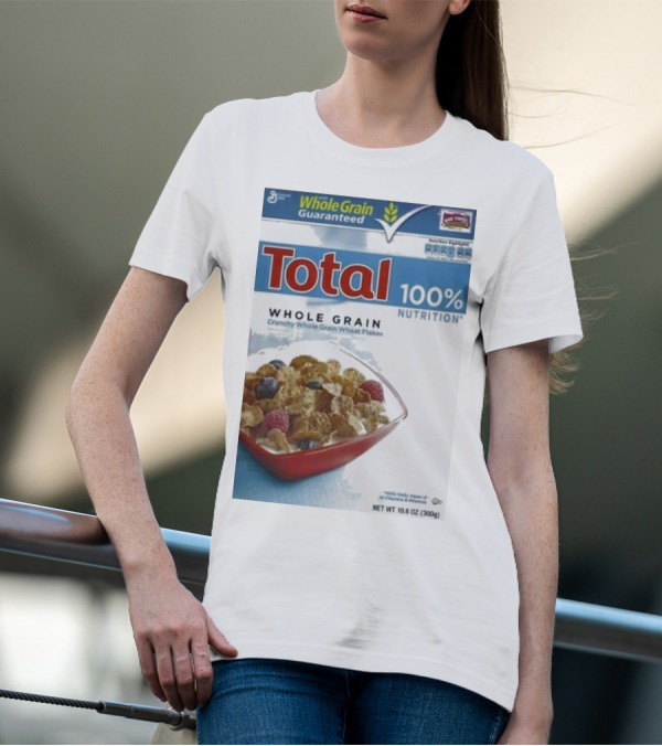 Total 100% Nutrition Whole Grain Crunchy Wheat Flakes Breakfast Cereal Box T-Shirt