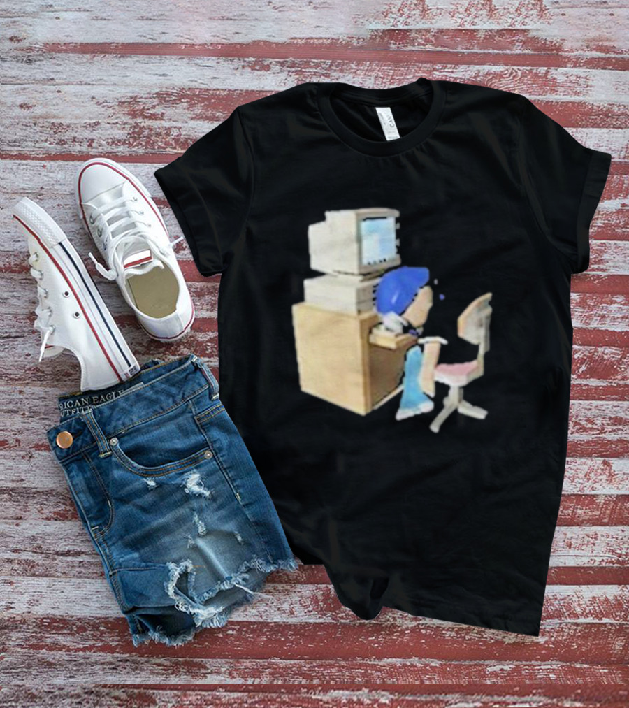 Nikki Carreon Internet Fatigue Vintage Computer Cartoon Figure T-Shirt